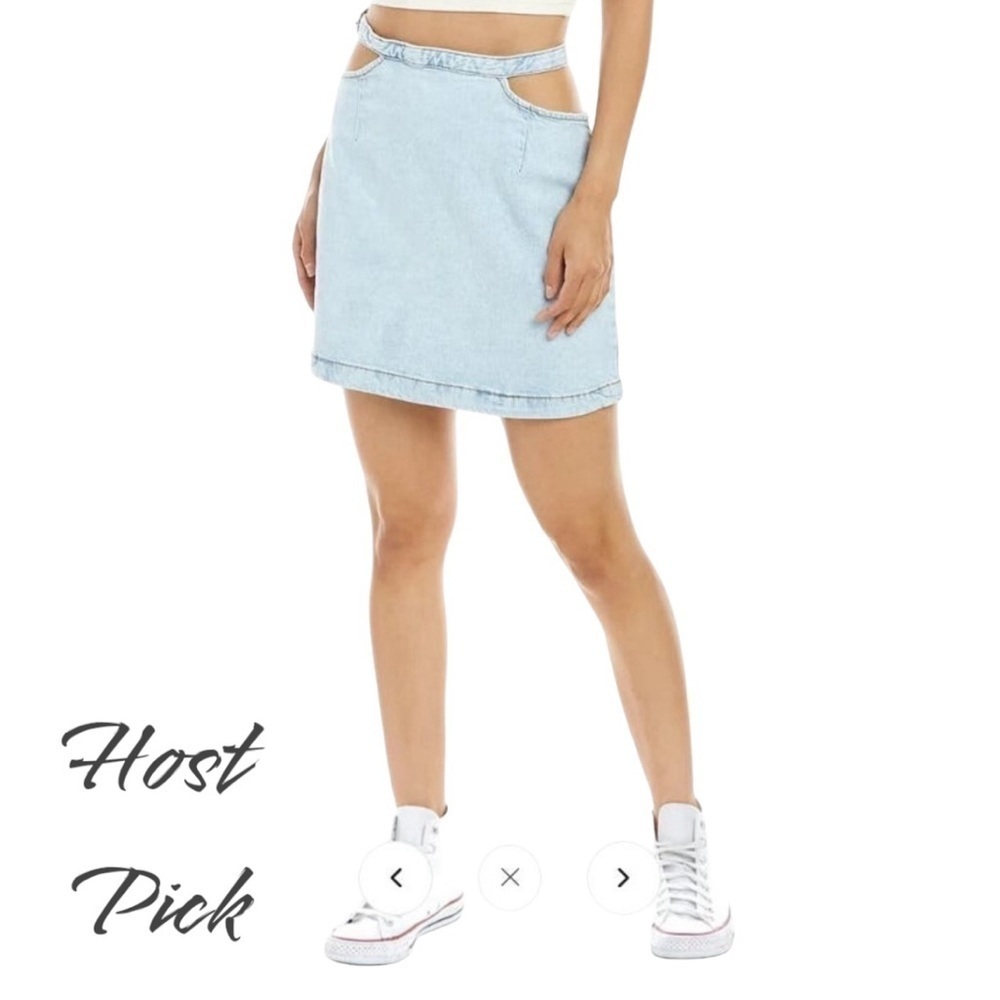 Revolve WeWoreWhat Women's Cut Out Mini Skirt Indigo Super Light Sz XL Blue NWT